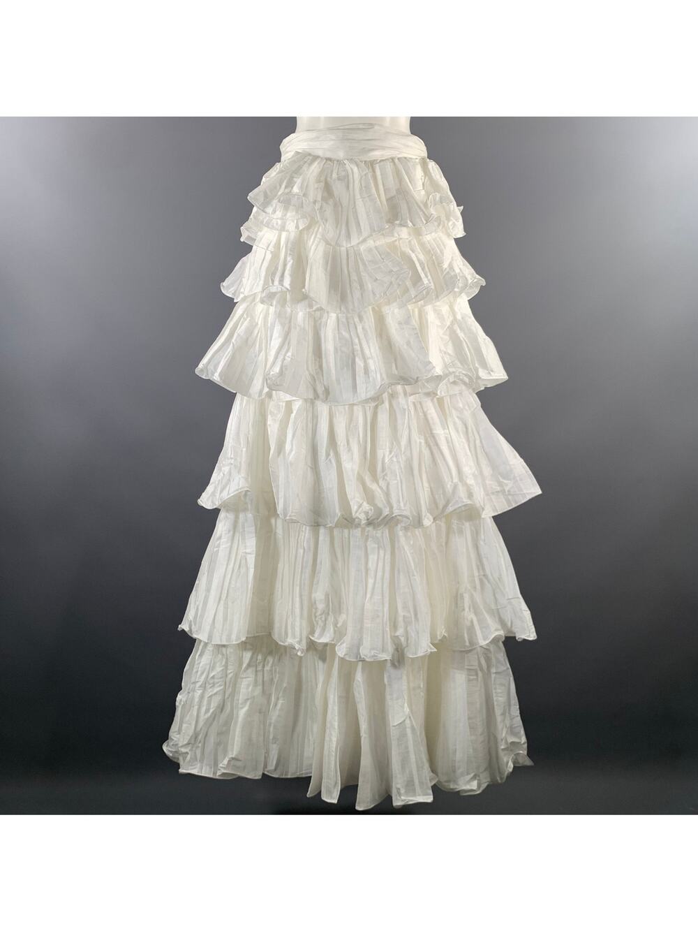 PORTIA & SCARLETT Size M White Polyester Spandex Ruffled Maxi Skirt